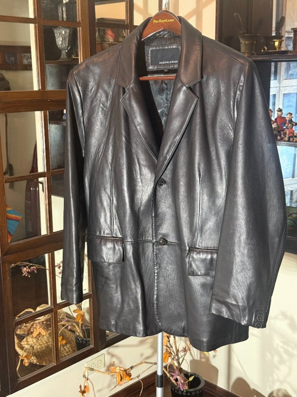 Wilsons Leather Men Black Butter Soft Leather Two Buttons Blazer Jacket Size XXL